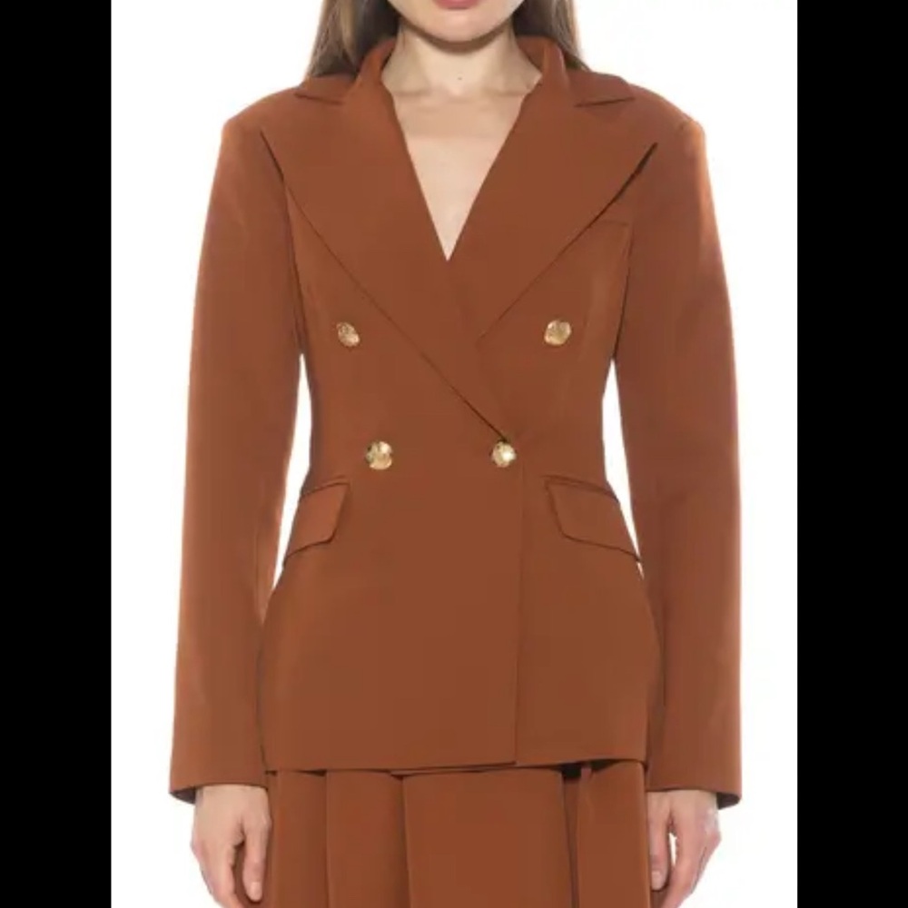 Women's Double-Breasted Brown Blazer alexia armor sz XS